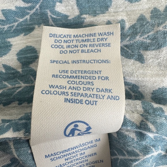 Boden Blue Paisley Gauzy Tunic Blouse Women US 4 Tassel Coastal Boho Peasant - Picture 6 of 8